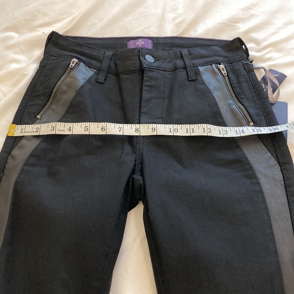 NYDJ Black faux leather tuxedo stripe trousers, Original Slimming style, size 0 - Picture 8 of 15